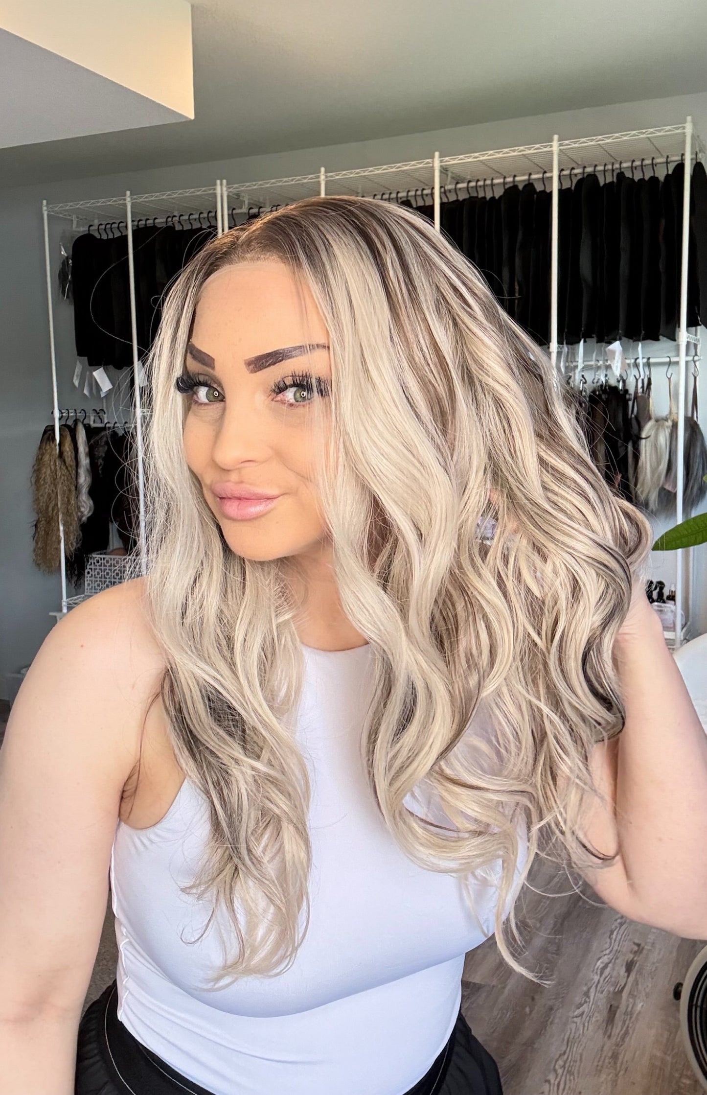 Dana | 13x6 Lace Front Wig | 24” | Ashy Blonde with Rich Brunette Dimension