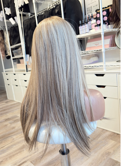 Rhonda – 6x7 Silk Top Human Hair Topper | 22” | Color Light Brown & Blonde | Luxury Jewish Kosher Hair