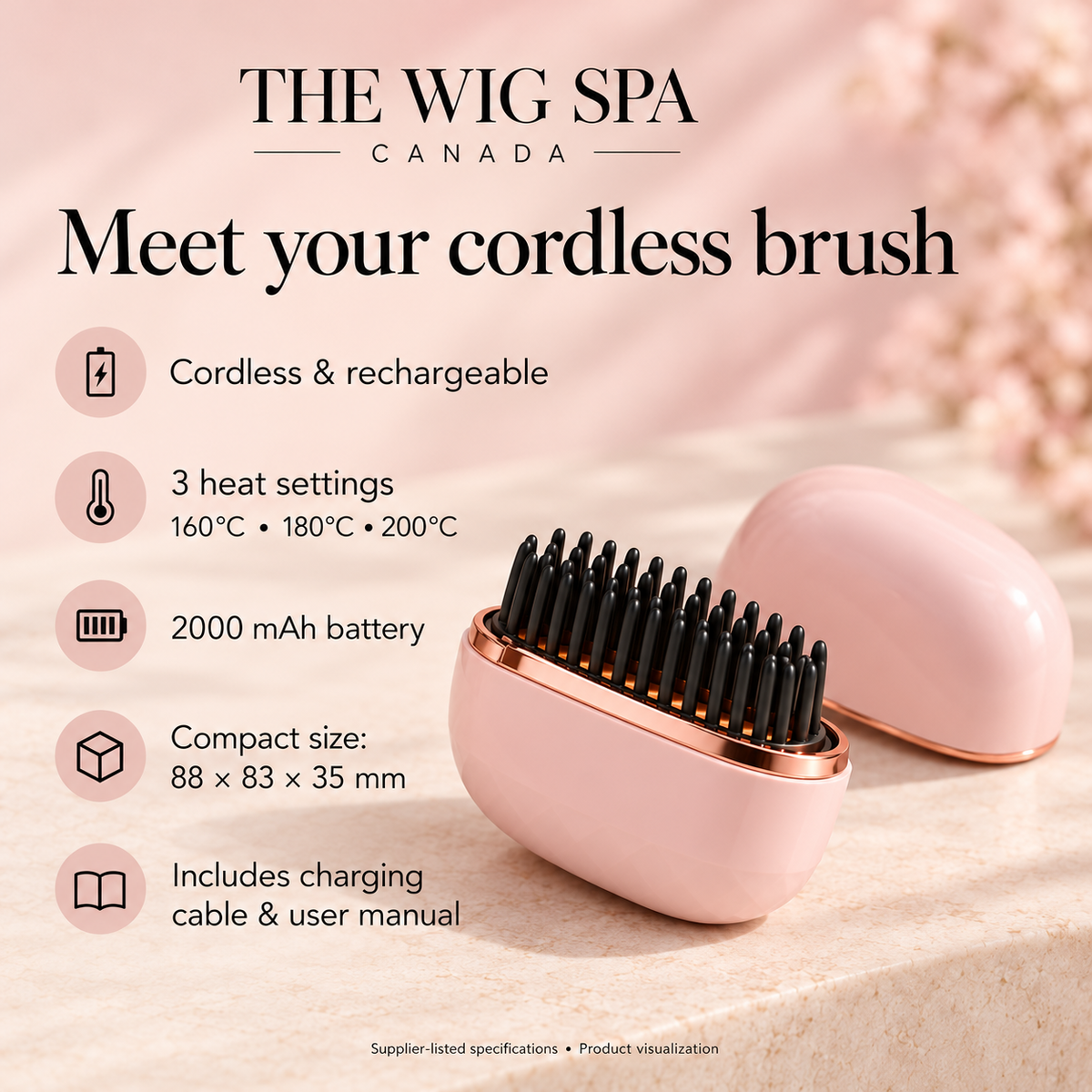 Cordless Straightening Brush for Heat-Safe Wigs - Pre-Order