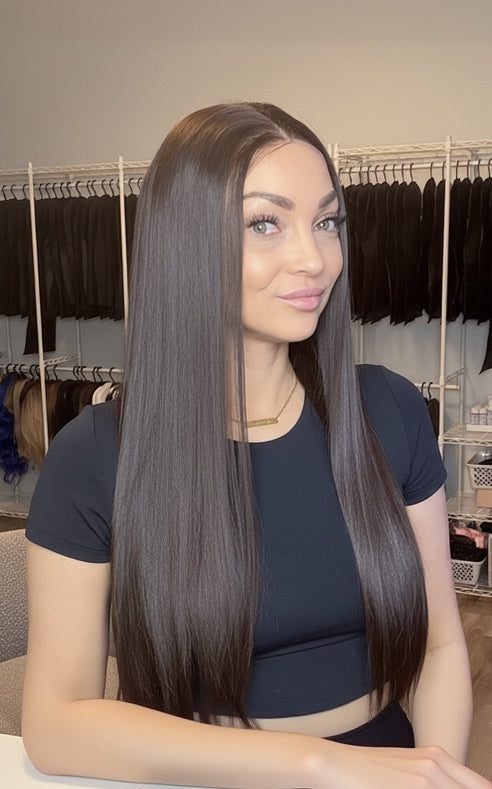 Long Brown Straight Lace Front Wig