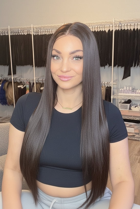 Long Brown Straight Lace Front Wig
