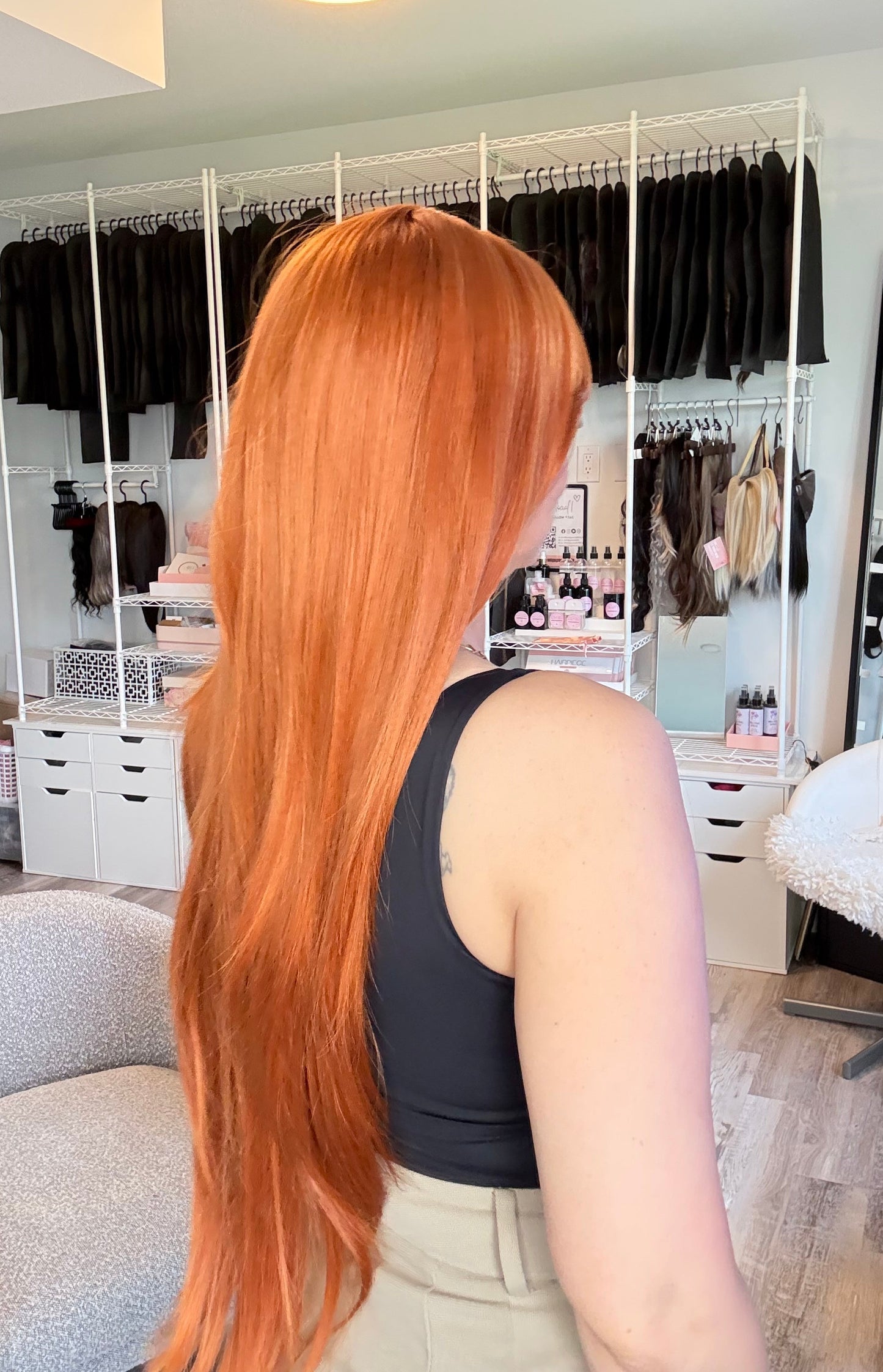 Perruque rousse longue Gerri avec frange pleine | MW9172-4