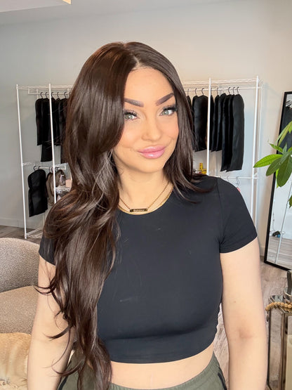 Angie - 13x6 Lace Front | 30” Layered Brunette | Rich Dark Brown