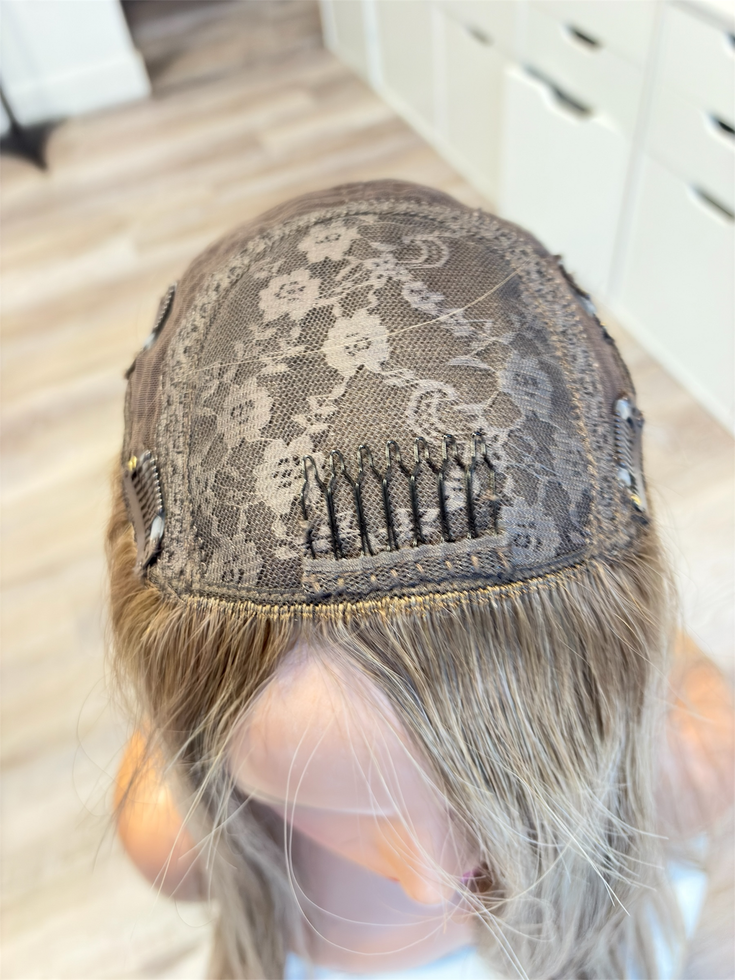 Rhonda – 6x7 Silk Top Human Hair Topper | 22” | Color Light Brown & Blonde | Luxury Jewish Kosher Hair