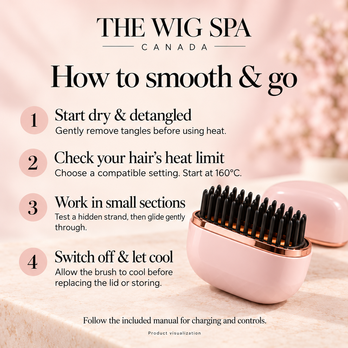 Cordless Straightening Brush for Heat-Safe Wigs - Pre-Order