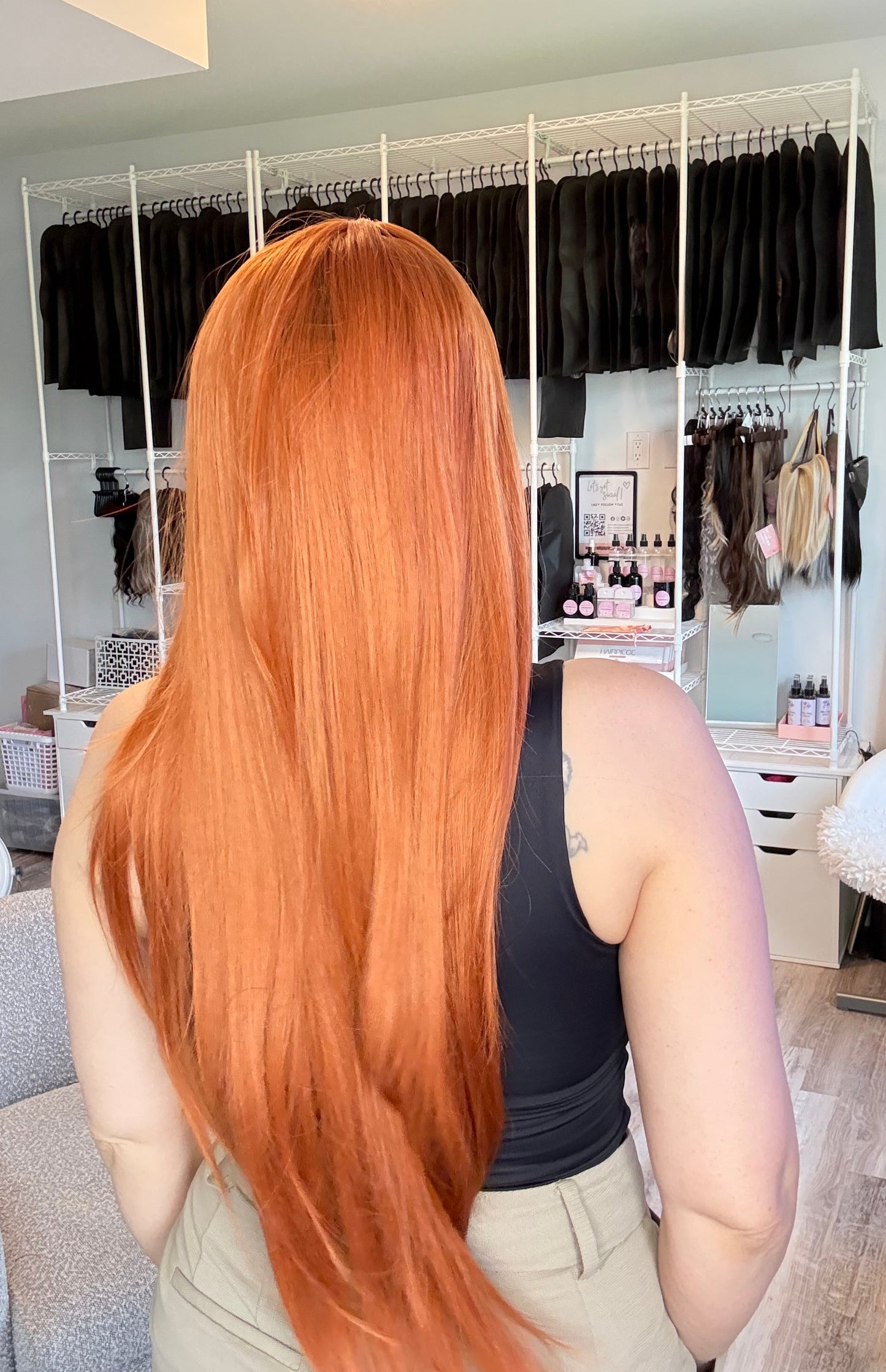 Perruque rousse longue Gerri avec frange pleine | MW9172-4