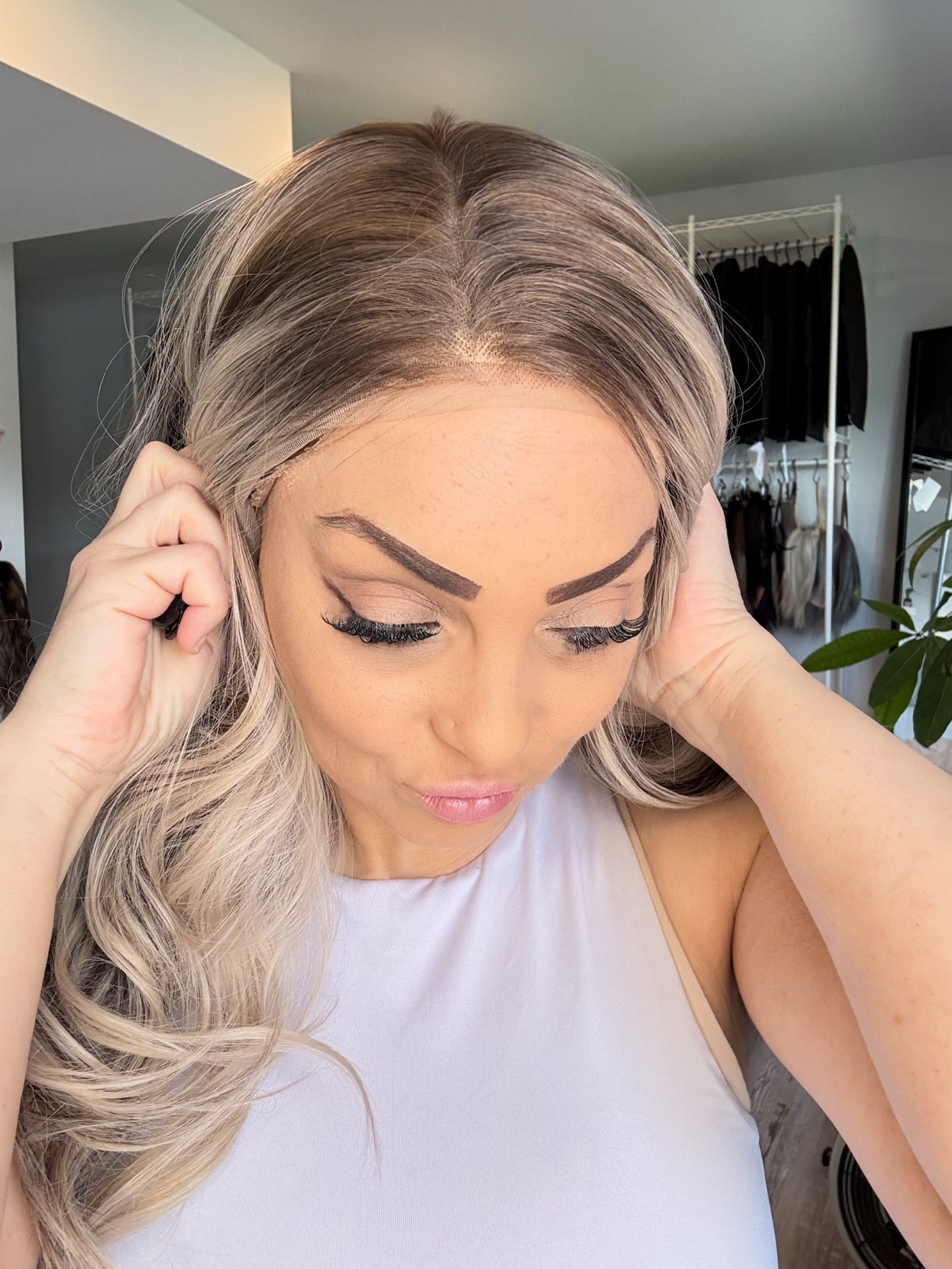 Dana | 13x6 Lace Front Wig | 24” | Ashy Blonde with Rich Brunette Dimension