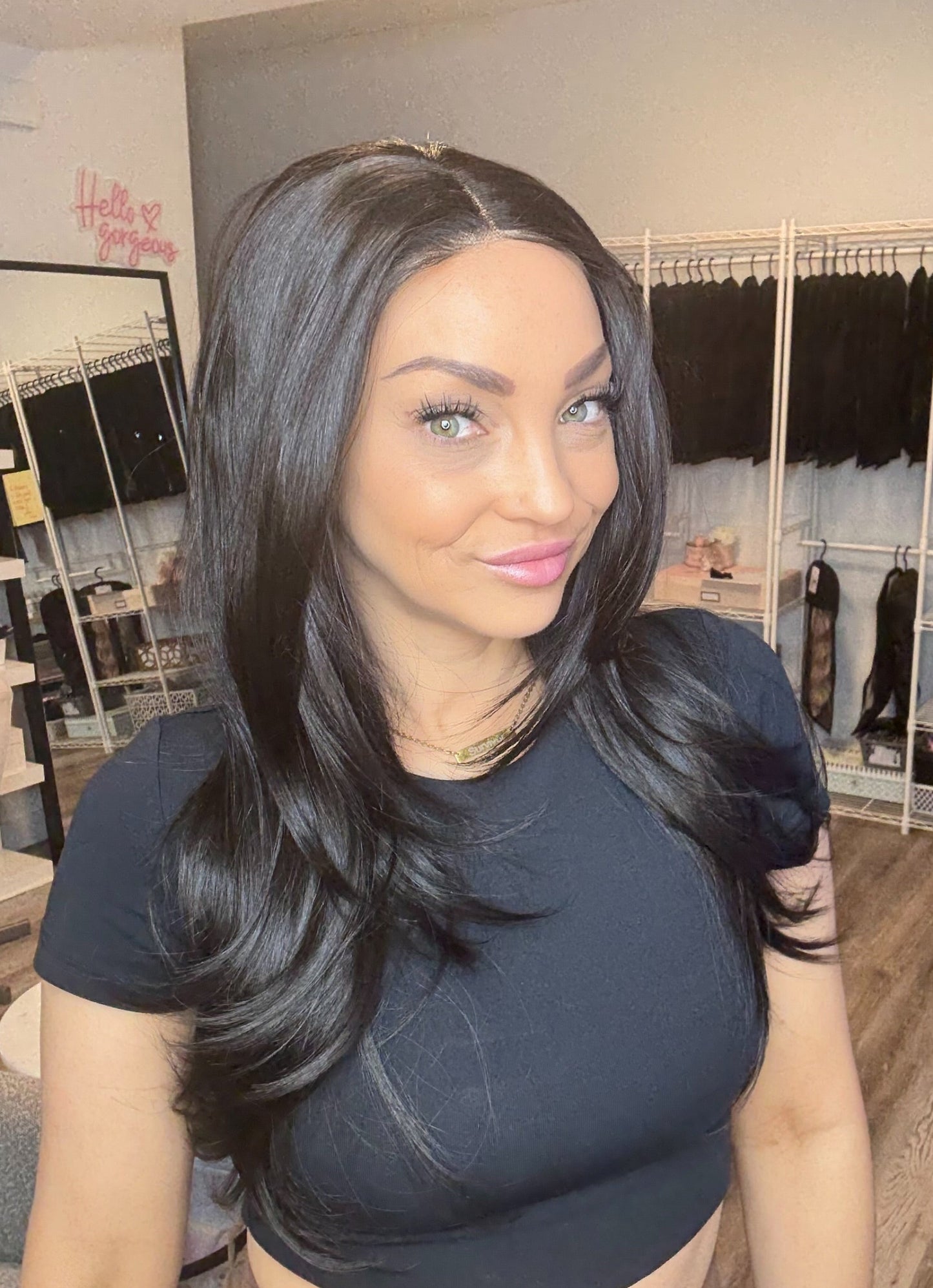 Layer Black Lace Front Wig