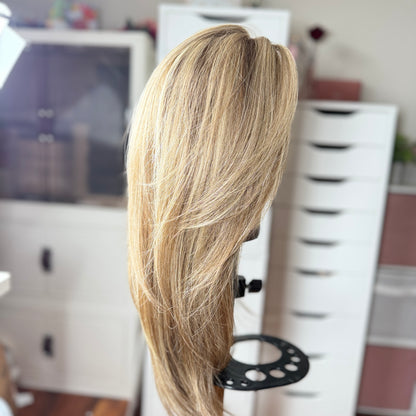 Toni | Monofilament Wig | 24" | Multi-Tonal Blonde with Dirty Blonde Depth | 120–130% Density