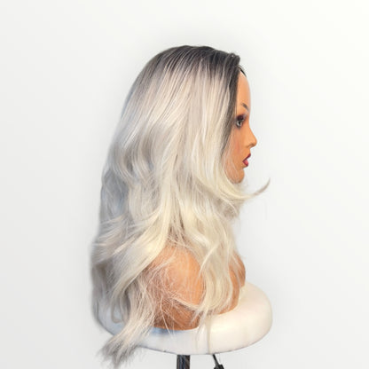 Style #25 - BTT Kim 2.0 – Wig Vault | T-Part Lace | 22” | White Blonde with Dark Ombre