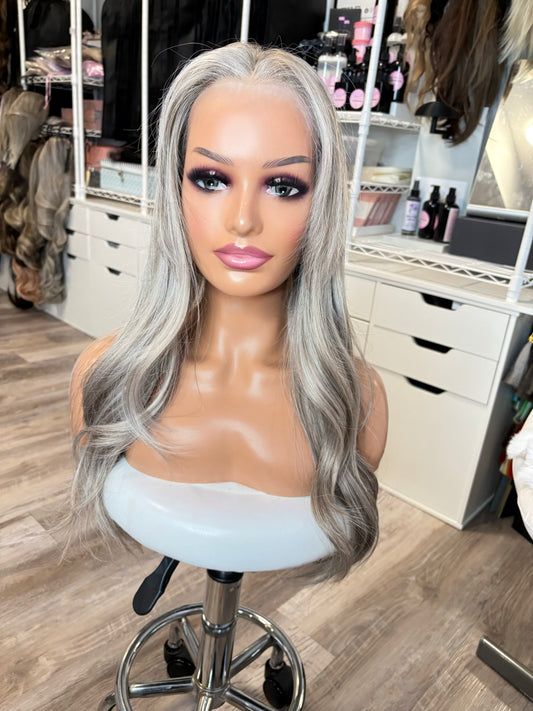 GM126-2 Grey | 27-Inch Silver Grey Lace Front Wig