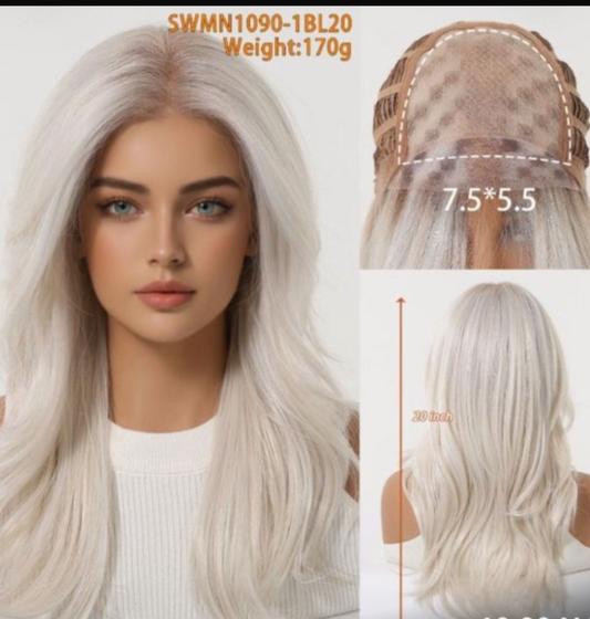Ivory ￼ – Monofilament Wig | 20” | Platinum Blonde