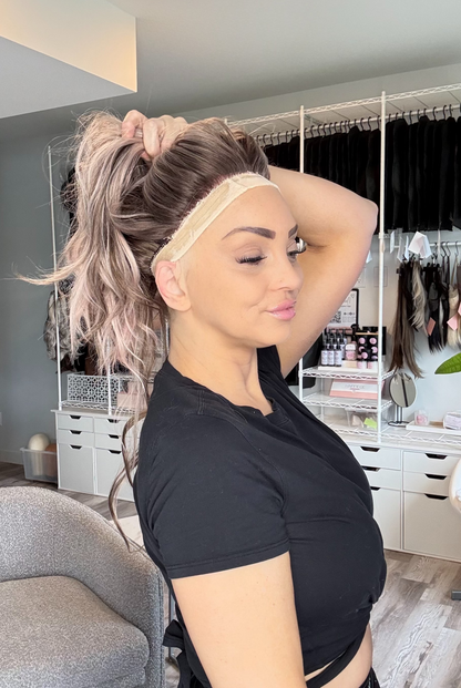 Poppy | One-of-One Custom Ponytail Headband Wig | 22” | Pink Blend