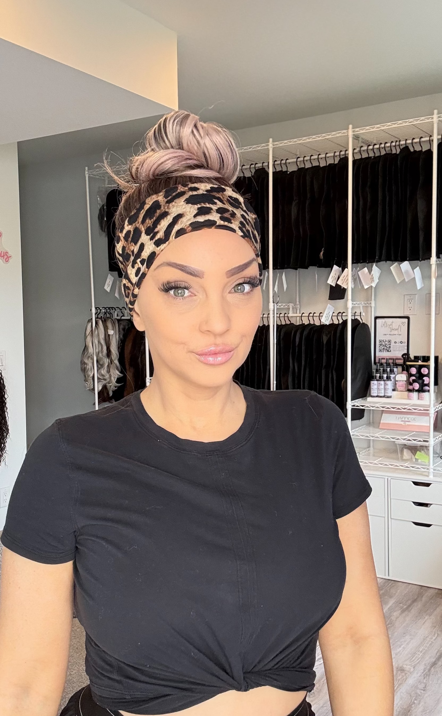 Poppy | One-of-One Custom Ponytail Headband Wig | 22” | Pink Blend