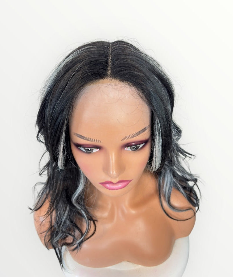 Wig Vault: Style #6 | Black & White Blend | 21” | T-Part Lace