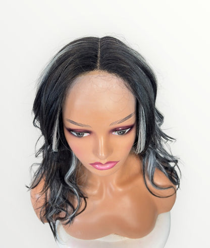 Wig Vault: Style #6 | Black & White Blend | 21” | T-Part Lace
