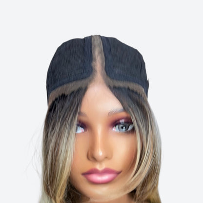 Wig Vault | Style # 18 - Long Blonde-Brown Layers with Blonde Curtain Bangs | T-Part | Wig Vault