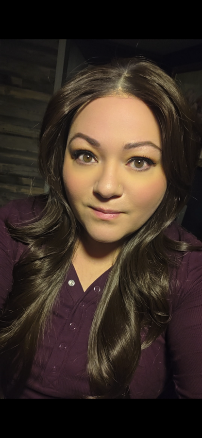 Angela - 13x6 Lace Front | 30” Layered Brunette | Rich Dark Brown