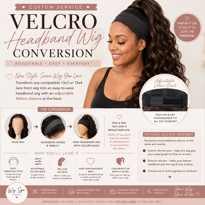 Wig to Headband Wig Conversion | Adjustable Velcro Back | Custom Wig Transformation Service