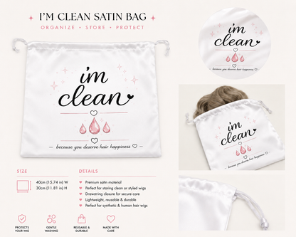 Wash Me  & I’m Clean Satin Wig Care Bag Set | Organize. Protect. Simplify.