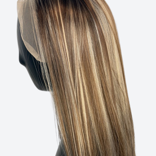 (New Arrival Drop) Olivia Z111 – 13x4 Lace Front Wig | 28–29” | Dimensional Brunette Highlight Blend