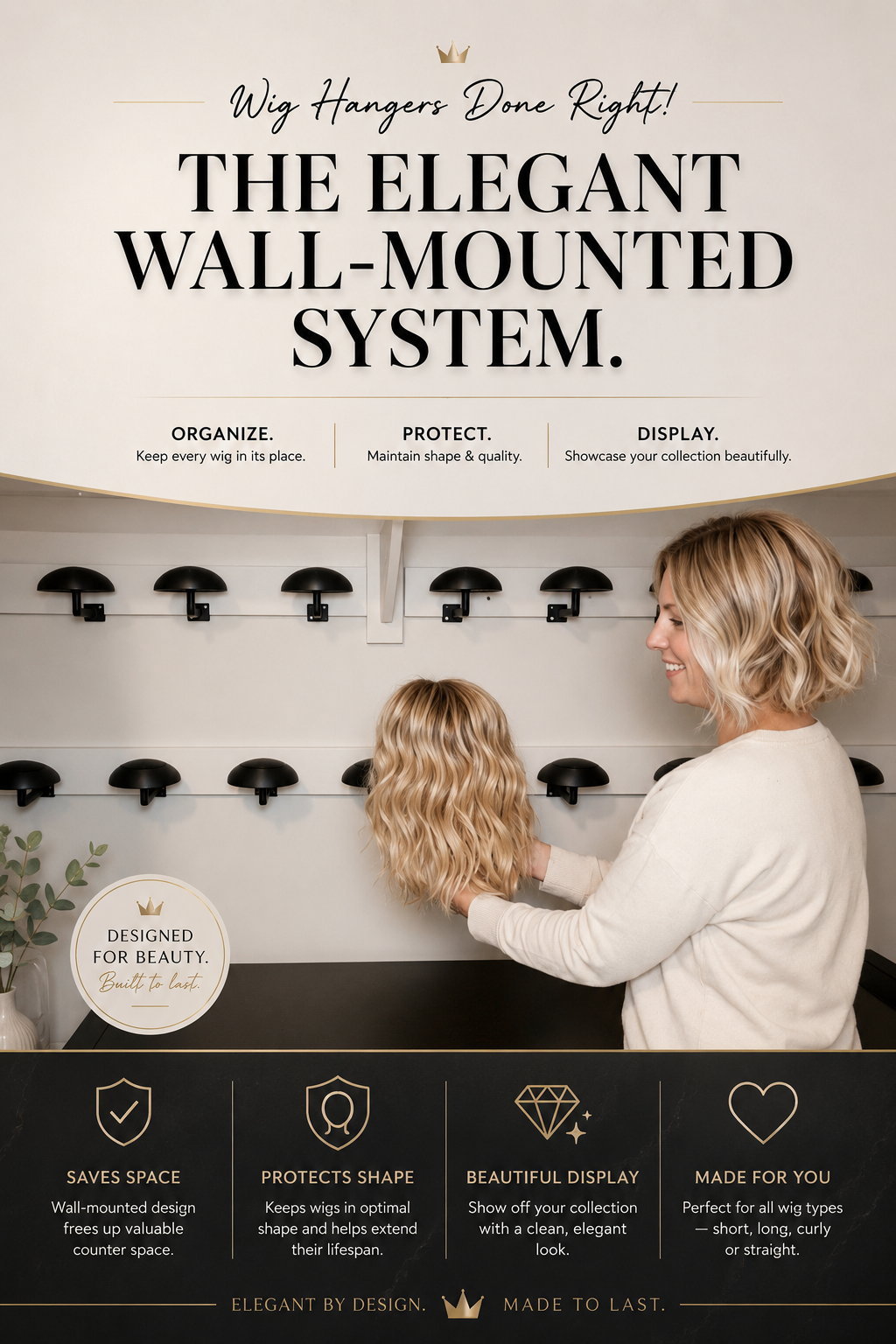 3D Printed Wall-Mounted Wig Stand