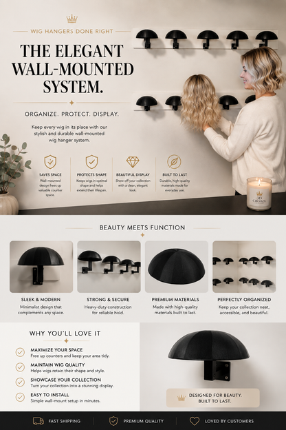 3D Printed Wall-Mounted Wig Stand