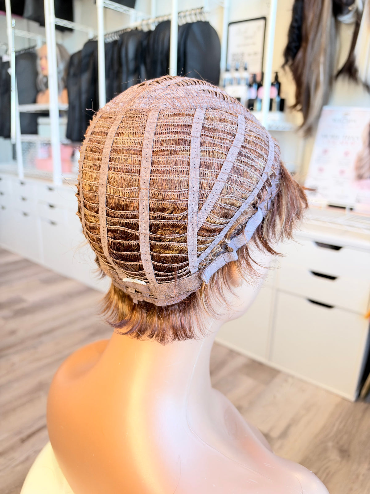 Wig Vault: “DG/ 2” - Short Brown Pixie with Caramel Highlights | Pre-Loved | Wigs Canada
