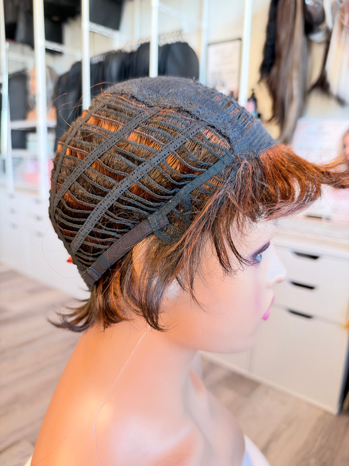Wig Vault: “DG/ 3” - Short Brown-Red Bob with Copper Tones | Pre-Loved | Wigs Canada