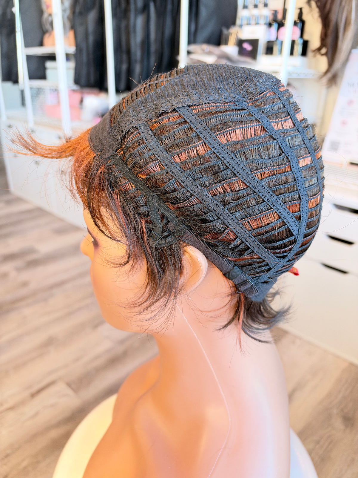 Wig Vault: “DG/ 3” - Short Brown-Red Bob with Copper Tones | Pre-Loved | Wigs Canada