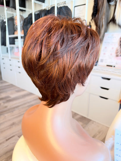 Wig Vault: “DG/ 5” — Short Brown Bob with Copper Tones | Pre-Loved | Wigs Canada