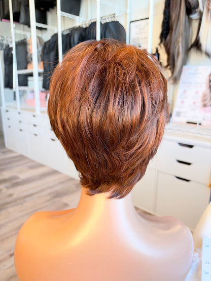 Wig Vault: “DG/ 5” — Short Brown Bob with Copper Tones | Pre-Loved | Wigs Canada