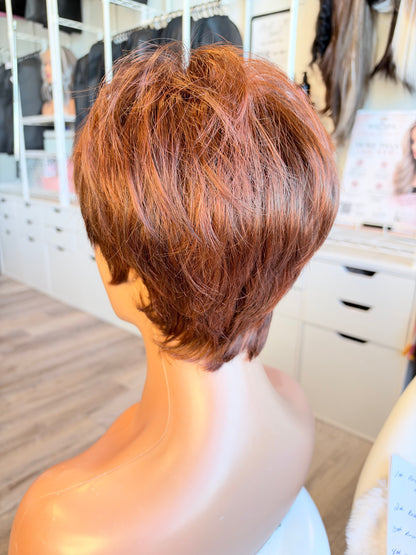 Wig Vault: “DG/ 5” — Short Brown Bob with Copper Tones | Pre-Loved | Wigs Canada
