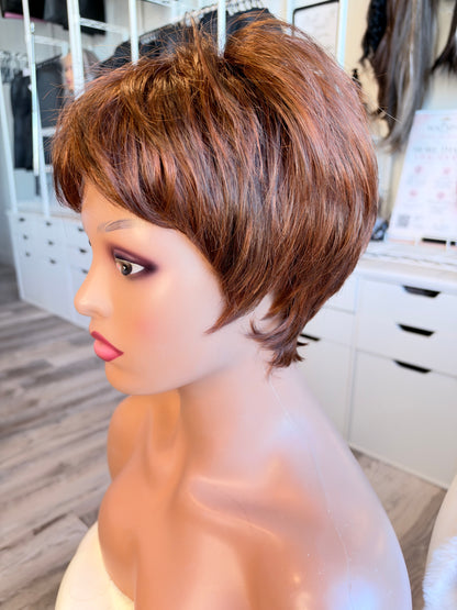 Wig Vault: “DG/ 5” — Short Brown Bob with Copper Tones | Pre-Loved | Wigs Canada