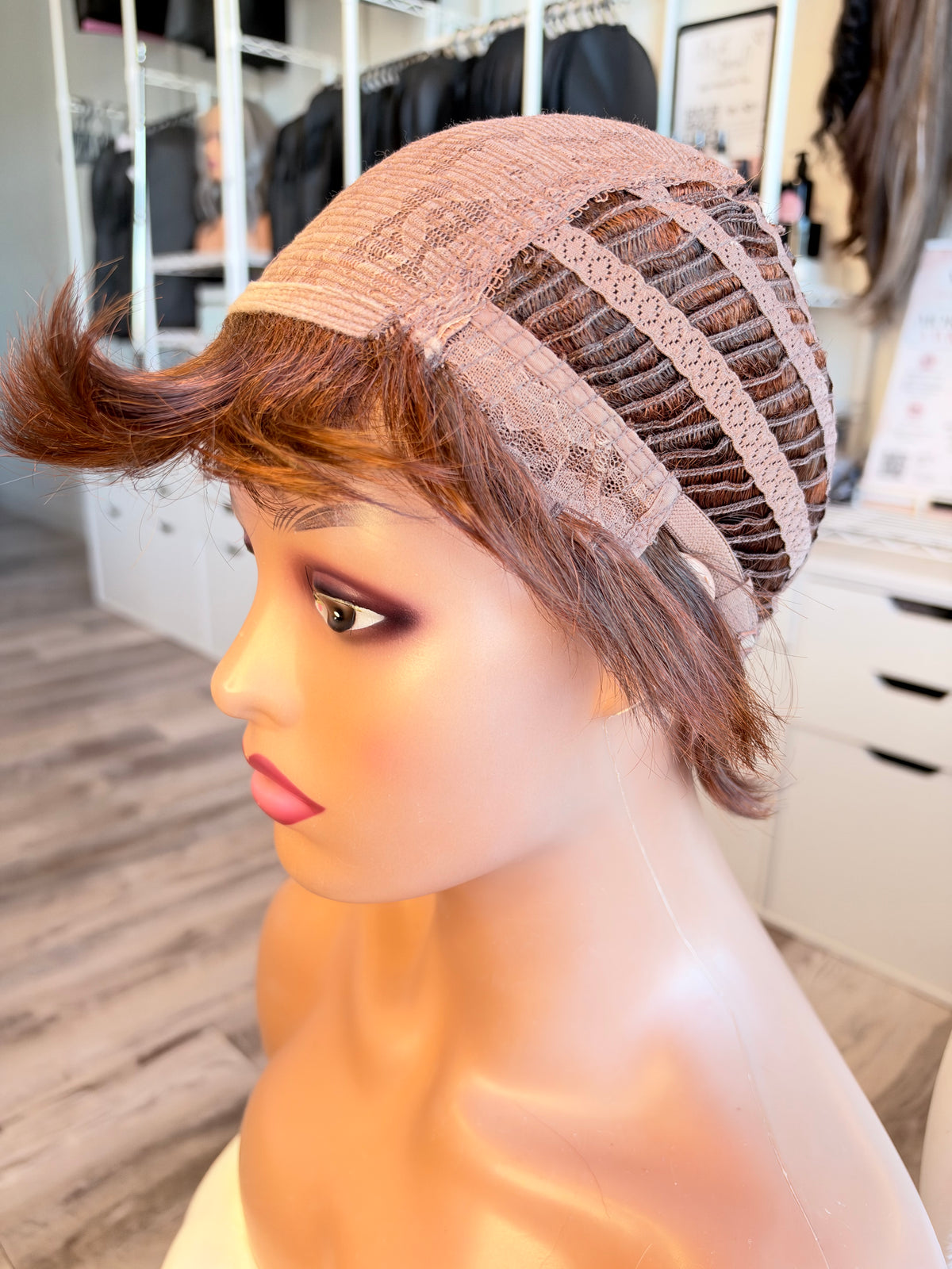 Wig Vault: “DG/ 5” — Short Brown Bob with Copper Tones | Pre-Loved | Wigs Canada