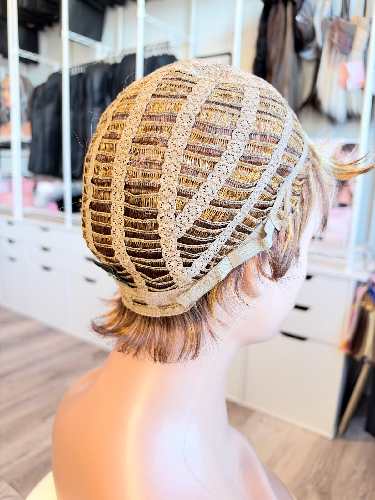 Wig Vault: “DG/ 6” - Short Pixie with Golden Blonde Highlights | Wig Pro Collection | Pre-Loved | Wigs Canada