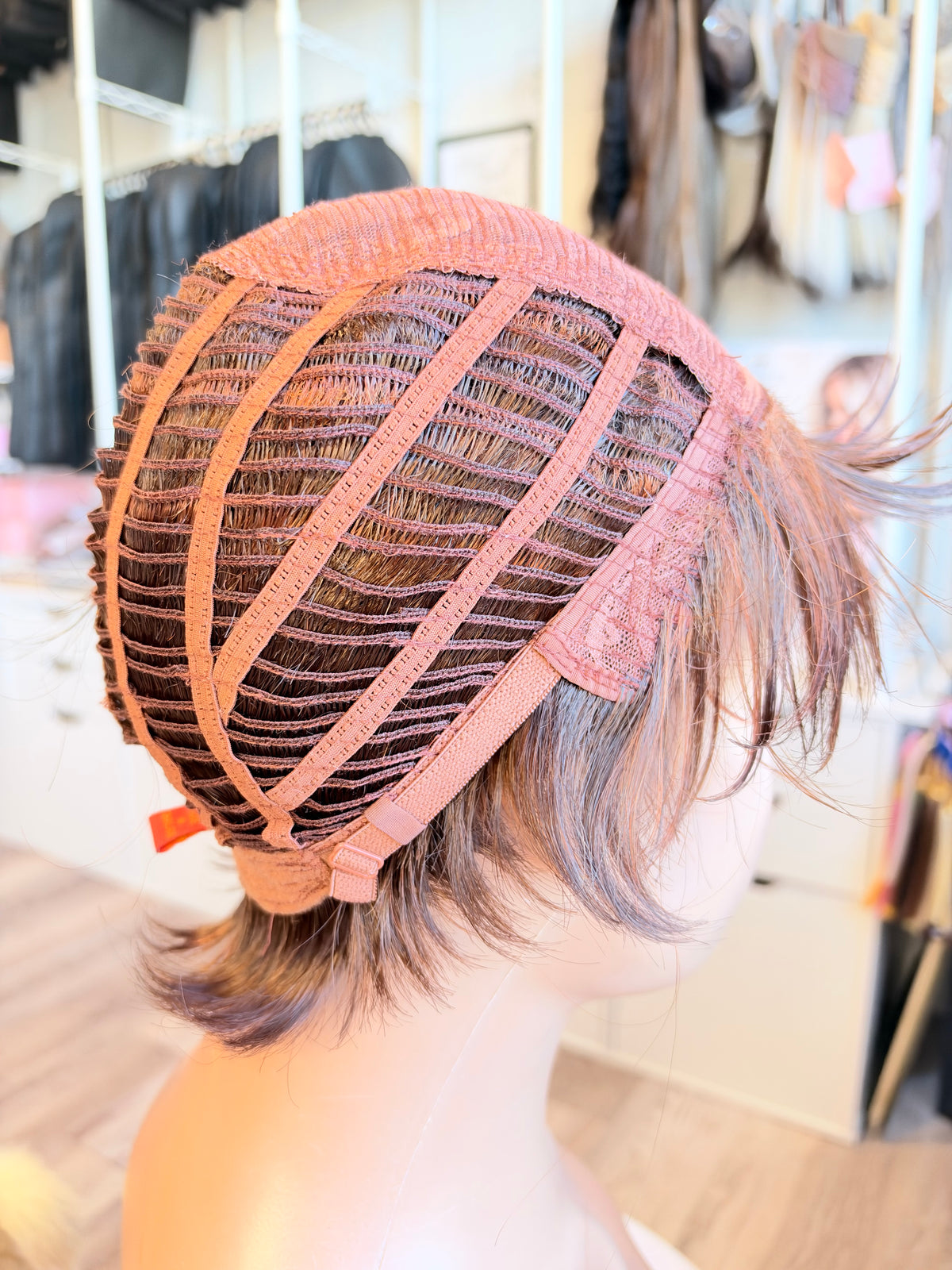 Wig Vault: “DG/ 7” — Short Brown Pixie Bob with Copper Tones | Pre-Loved | Wigs Canada