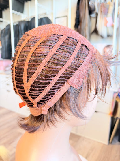 Wig Vault: “DG/ 7” — Short Brown Pixie Bob with Copper Tones | Pre-Loved | Wigs Canada