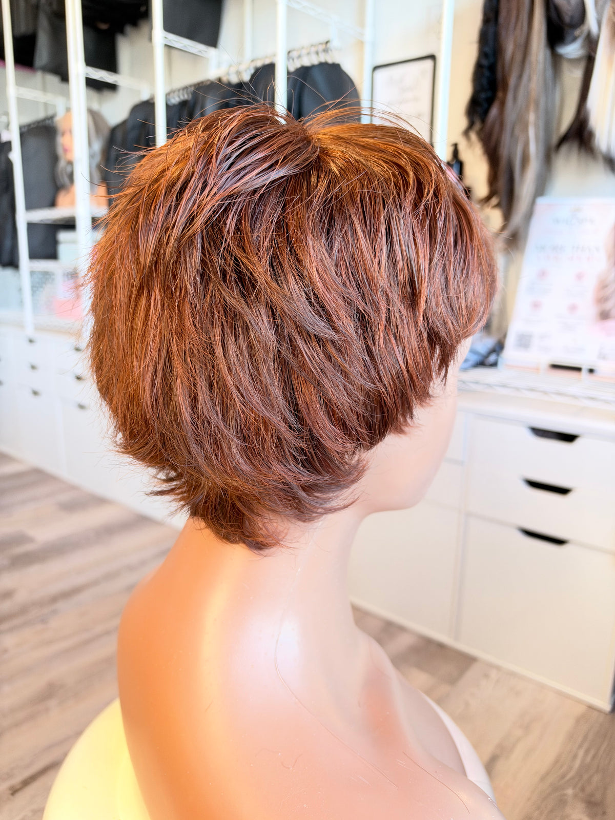 Wig Vault: “DG/ 8” - Short Brown-Copper Bob with Silk Top | Pre-Loved | Wigs Canada