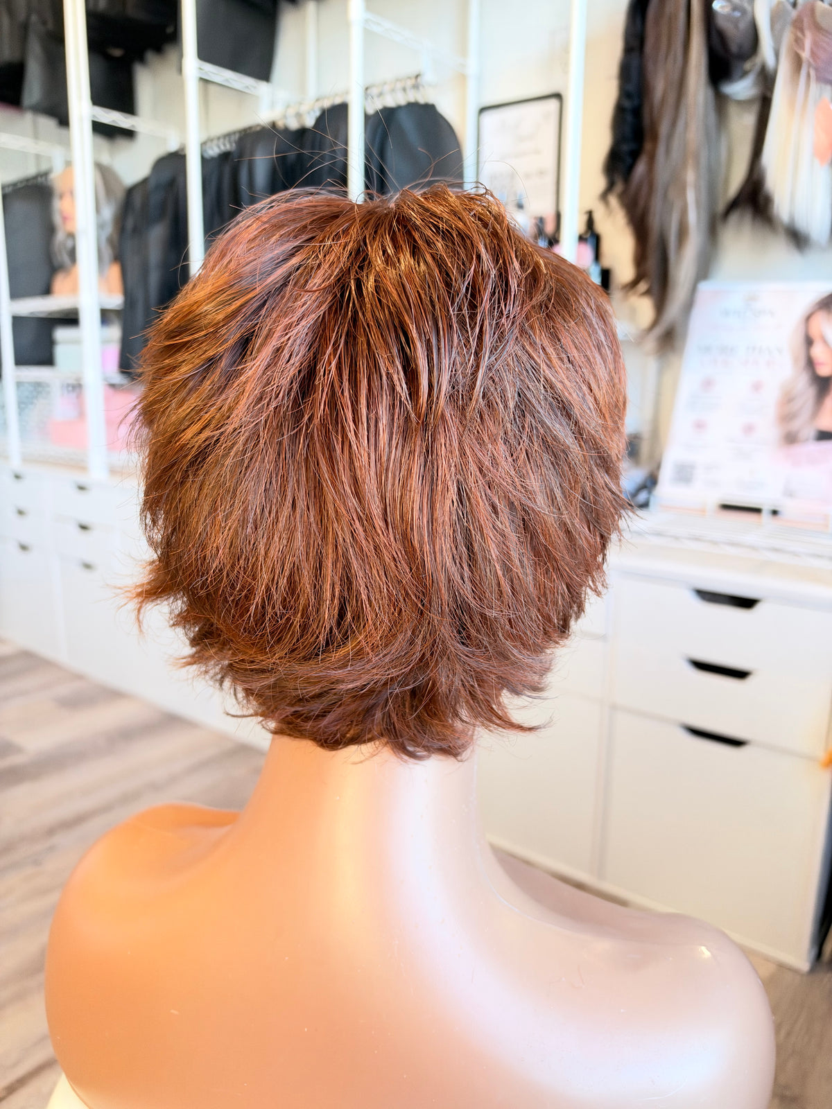 Wig Vault: “DG/ 8” - Short Brown-Copper Bob with Silk Top | Pre-Loved | Wigs Canada
