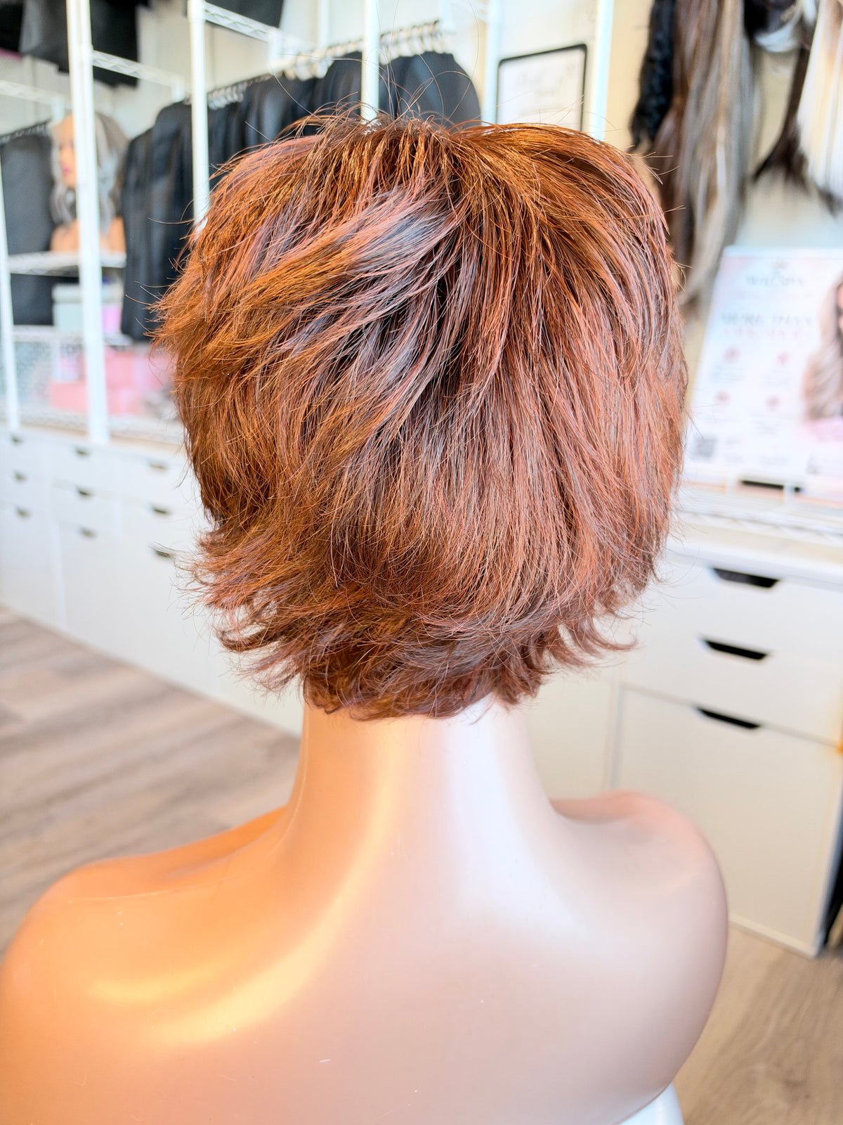 Wig Vault: “DG/ 8” - Short Brown-Copper Bob with Silk Top | Pre-Loved | Wigs Canada