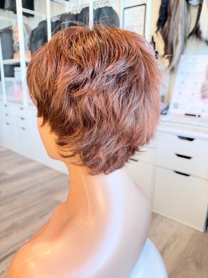 Wig Vault: “DG/ 8” - Short Brown-Copper Bob with Silk Top | Pre-Loved | Wigs Canada