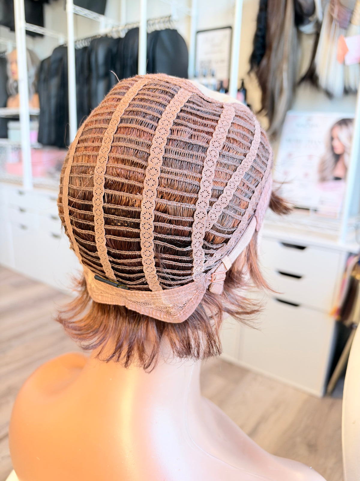Wig Vault: “DG/ 8” - Short Brown-Copper Bob with Silk Top | Pre-Loved | Wigs Canada