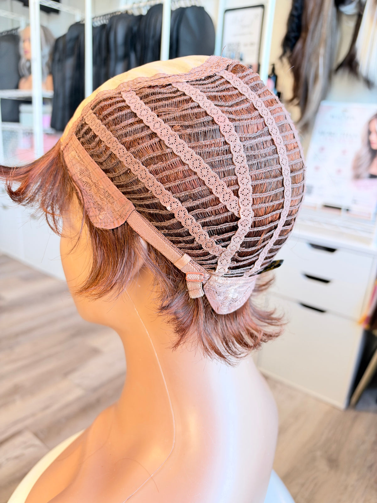 Wig Vault: “DG/ 8” - Short Brown-Copper Bob with Silk Top | Pre-Loved | Wigs Canada