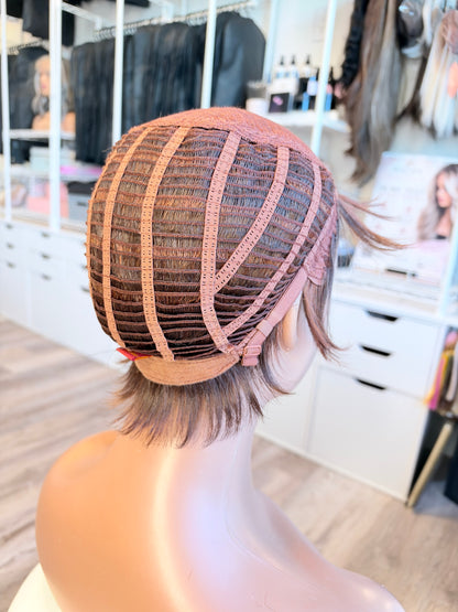 Wig Vault: “DG/ 11” - Short Brown Pixie Bob with Copper Tones | Pre-Loved | Wigs Canada