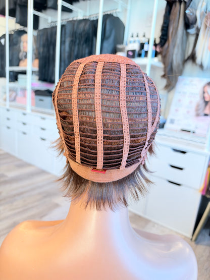 Wig Vault: “DG/ 11” - Short Brown Pixie Bob with Copper Tones | Pre-Loved | Wigs Canada
