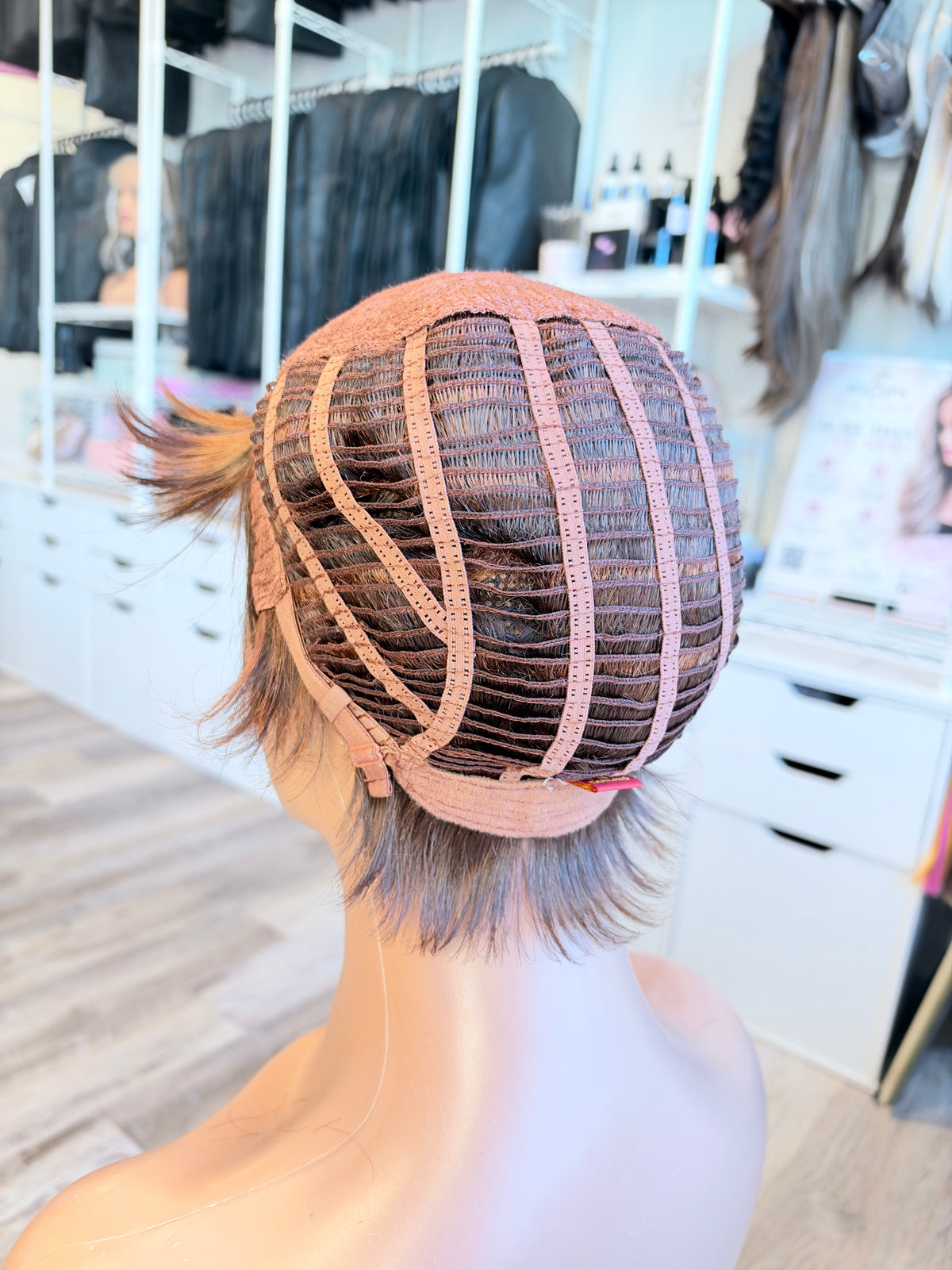 Wig Vault: “DG/ 11” - Short Brown Pixie Bob with Copper Tones | Pre-Loved | Wigs Canada