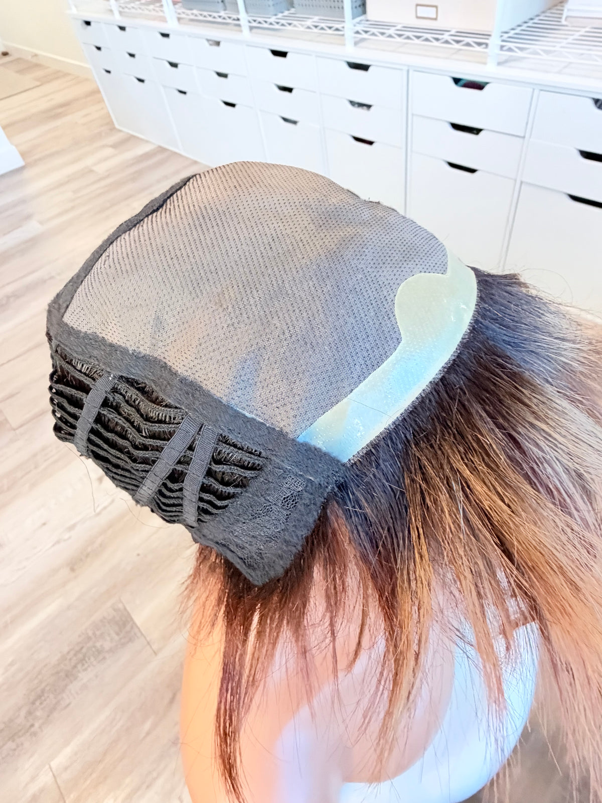 Wig Vault: “DG/ 12” - Short Brown Pixie with Copper Highlights | Mono Top | Pre-Loved | Wigs Canada