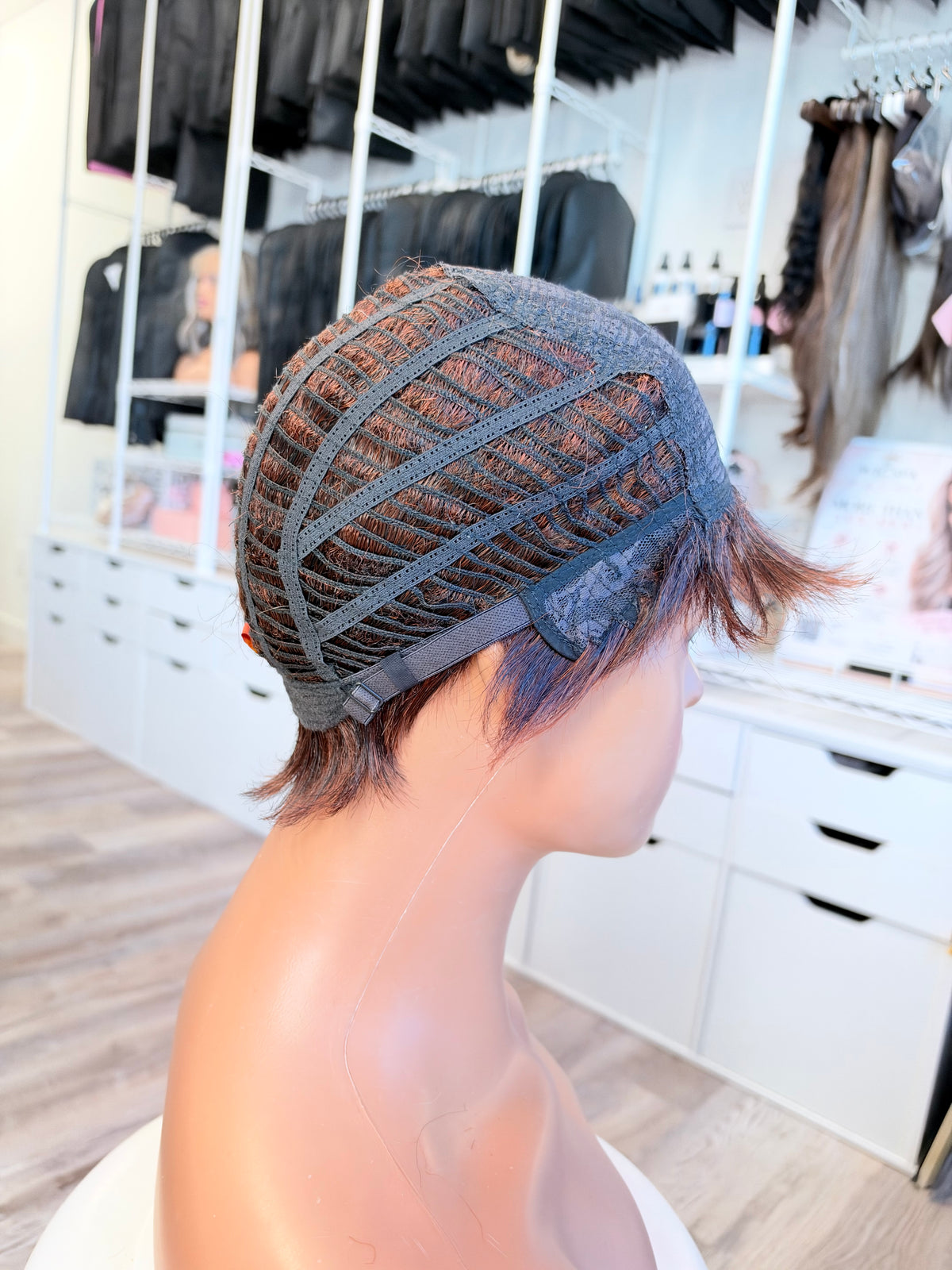 Wig Vault: “DG/ 13” - Short Brown Spiky Pixie with Copper Tones | Pre-Loved | Wigs Canada