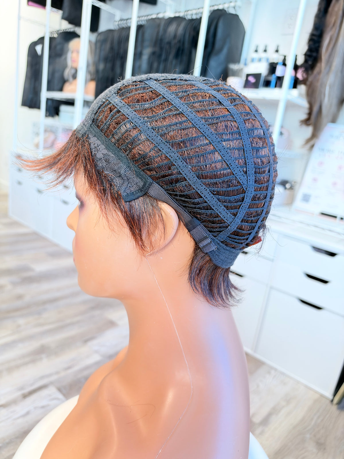 Wig Vault: “DG/ 13” - Short Brown Spiky Pixie with Copper Tones | Pre-Loved | Wigs Canada